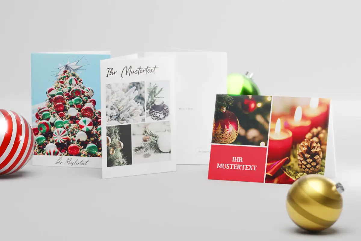 Weihnachtskarten mit Christbaumkugeln